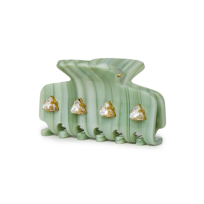 Lele Sadoughi 14k Gold Crystal Acetate Claw Clip Green NWT lele-sadoughi-hair-one-size-  main image 4