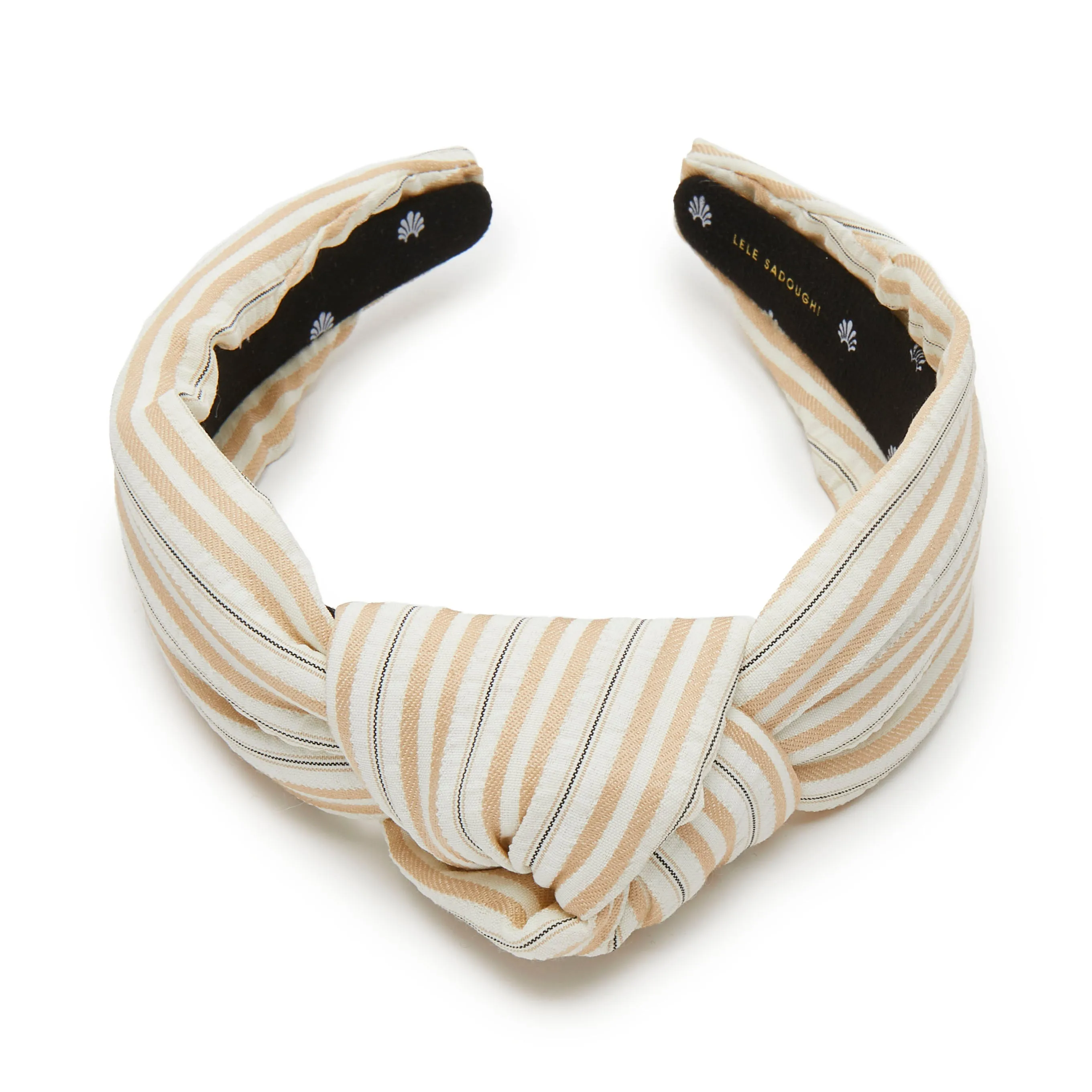 BISQUE KNOTTED SEERSUCKER HEADBAND sold by Lele Sadoughi product image thumbnail 3