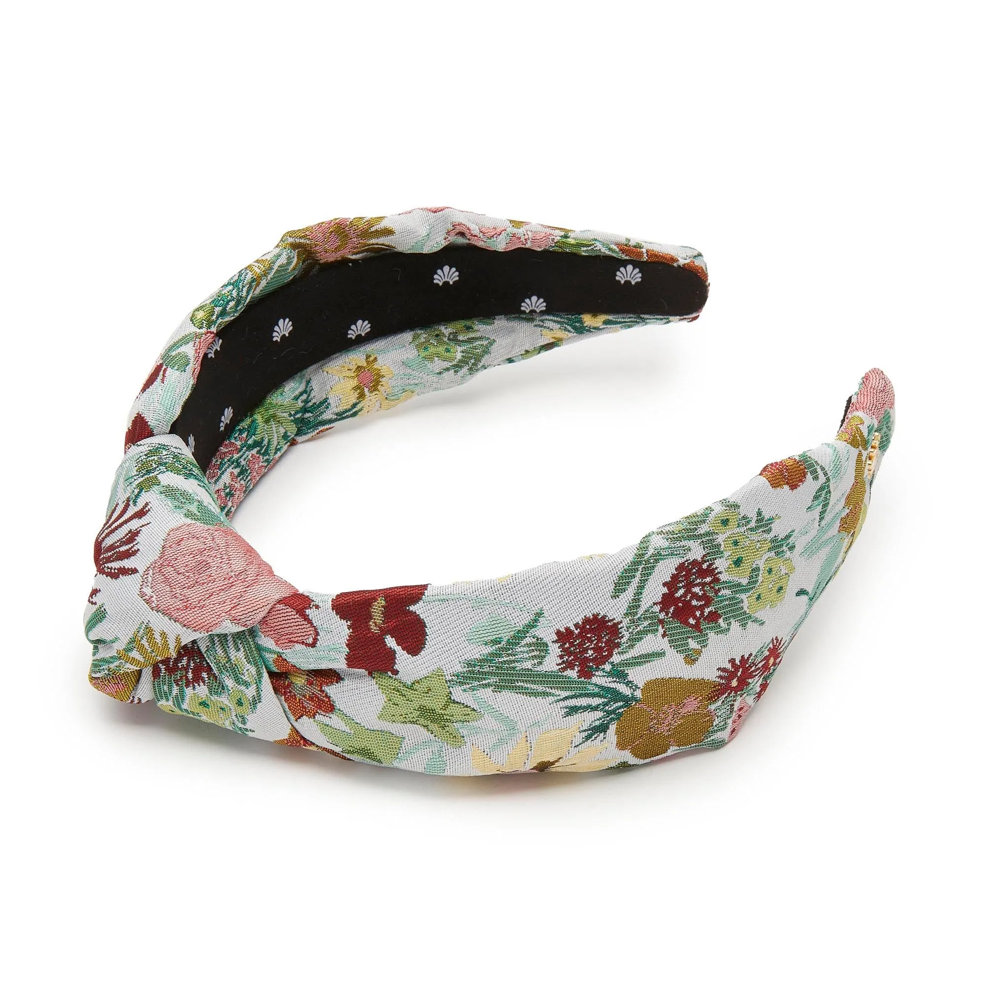 FLORAL MINT KNOTTED FLORAL BROCADE HEADBAND sold by Lele Sadoughi