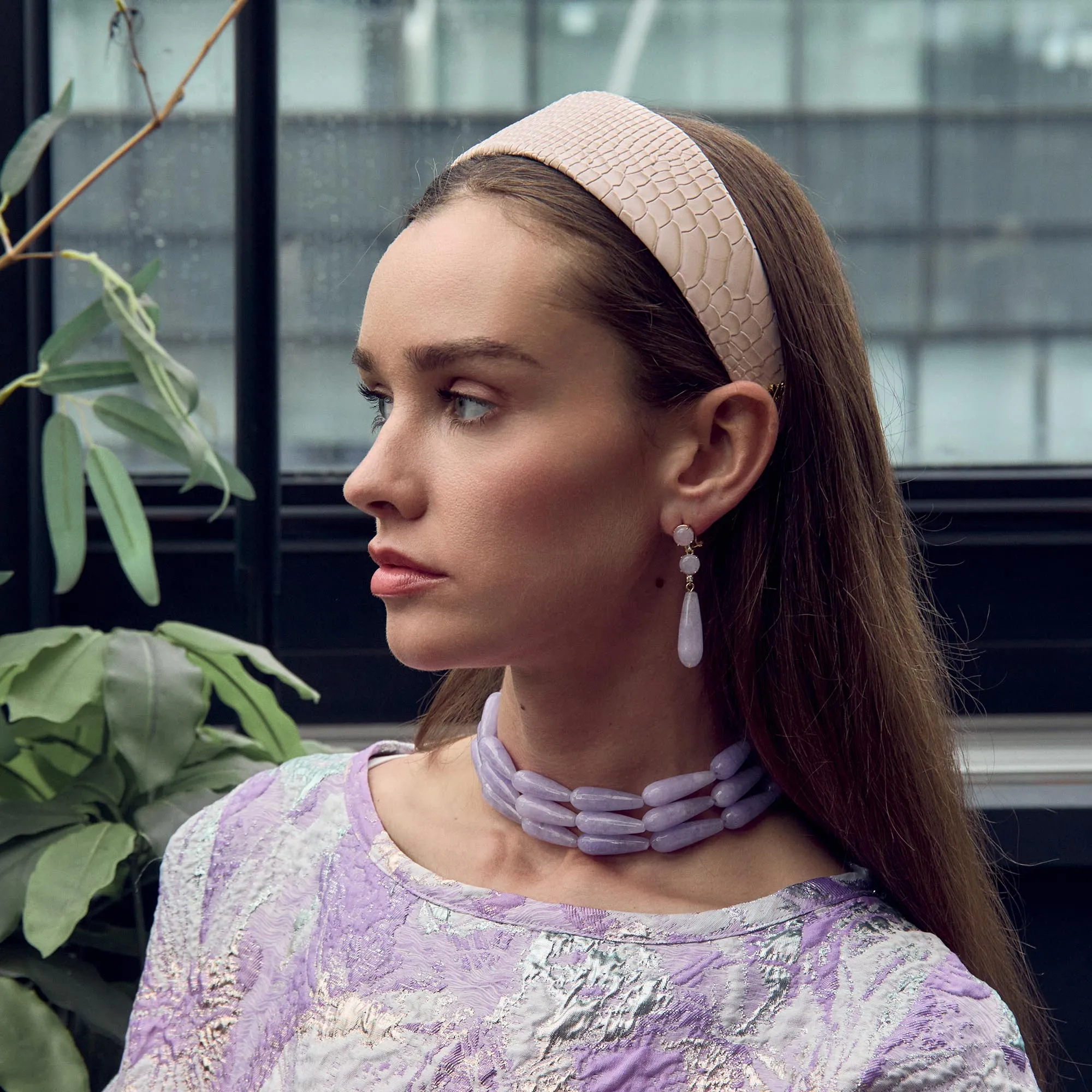 LILAC DIANA LINEAR EARRINGS sold by Lele Sadoughi product image thumbnail 2