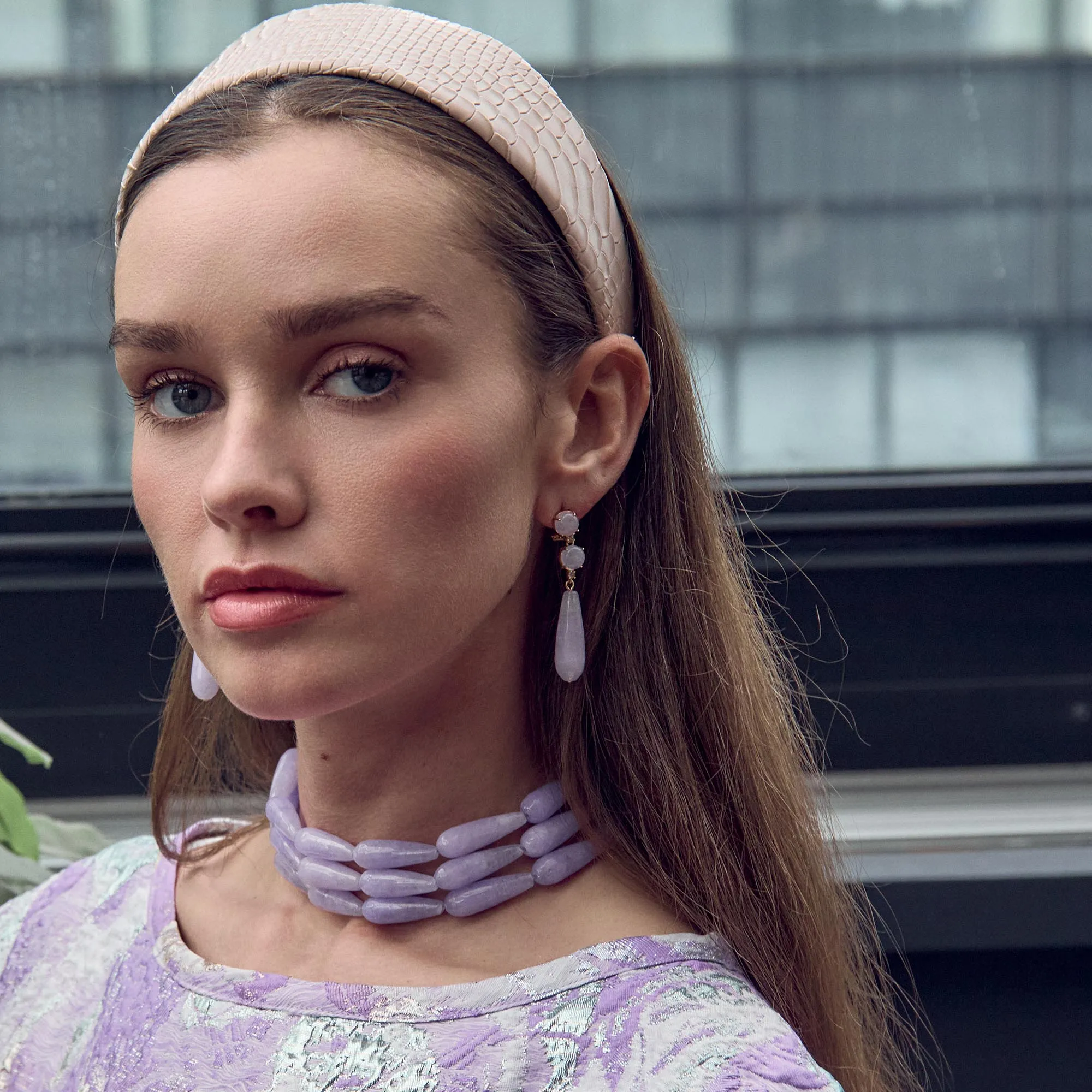 LILAC DIANA TRIPLE ROW NECKLACE sold by Lele Sadoughi product image thumbnail 2