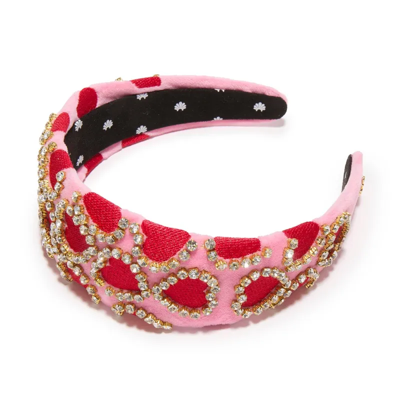 LIPSTICK PINK BRIGITTE VALENTINE'S CRYSTAL HEART HEADBAND sold by Lele Sadoughi