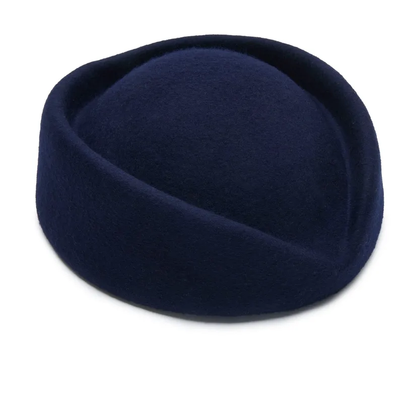 NAVY CONTOURED PILLBOX HAT sold by Lele Sadoughi