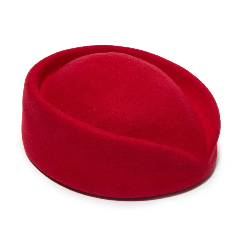 RED TAPERED PILLBOX HAT sold by Lele Sadoughi