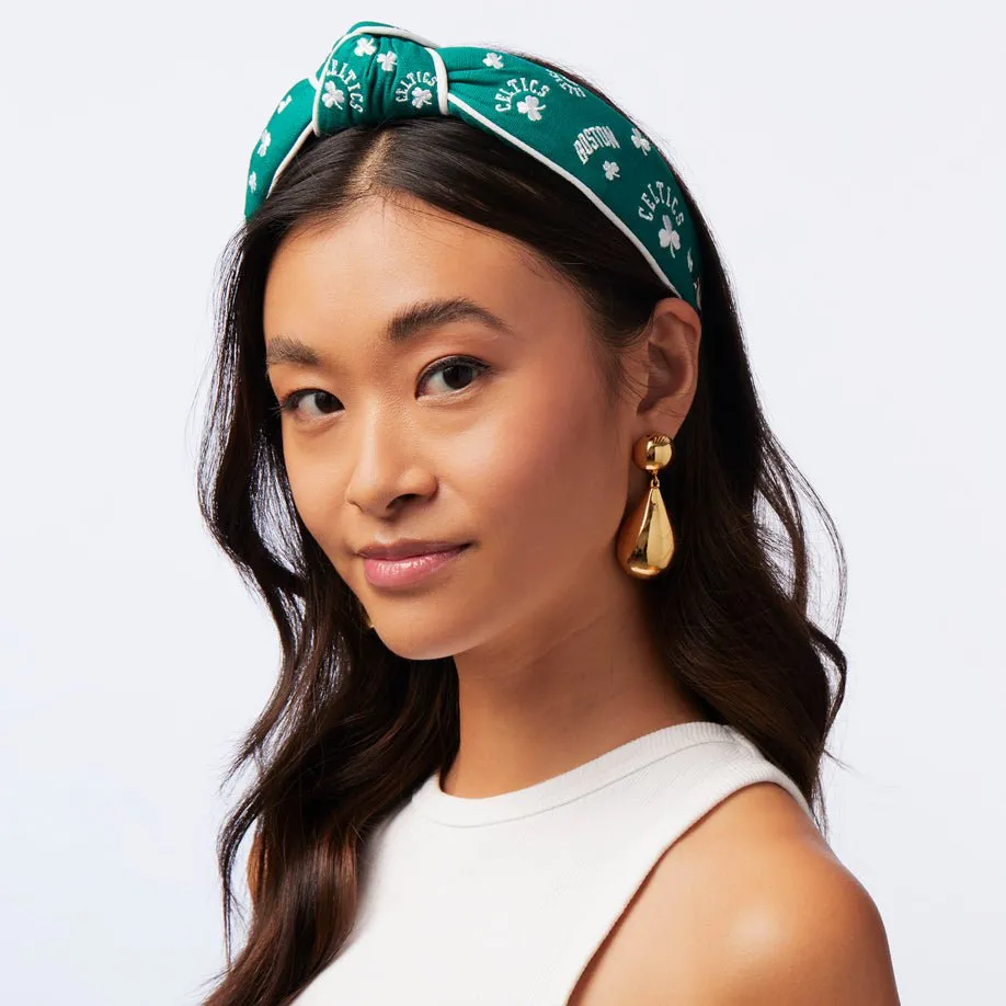 BOSTON CELTICS LELE SADOUGHI / NBA GREEN EMBROIDERED KNOTTED HEADBAND sold by Lele Sadoughi product image thumbnail 2