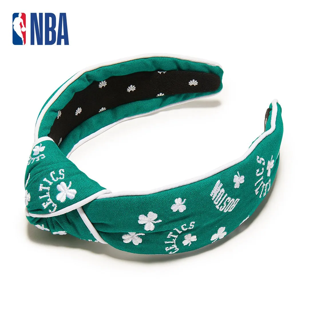 BOSTON CELTICS LELE SADOUGHI / NBA GREEN EMBROIDERED KNOTTED HEADBAND sold by Lele Sadoughi