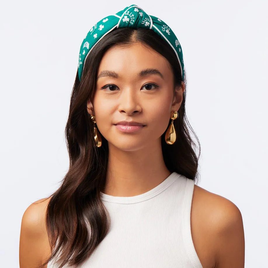 BOSTON CELTICS LELE SADOUGHI / NBA GREEN EMBROIDERED KNOTTED HEADBAND sold by Lele Sadoughi product image thumbnail 5