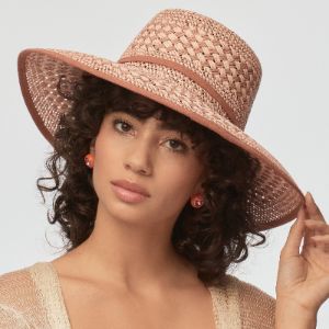 SOFT SUNSET BRIELLE CHECKERED STRAW HAT sold by Lele Sadoughi