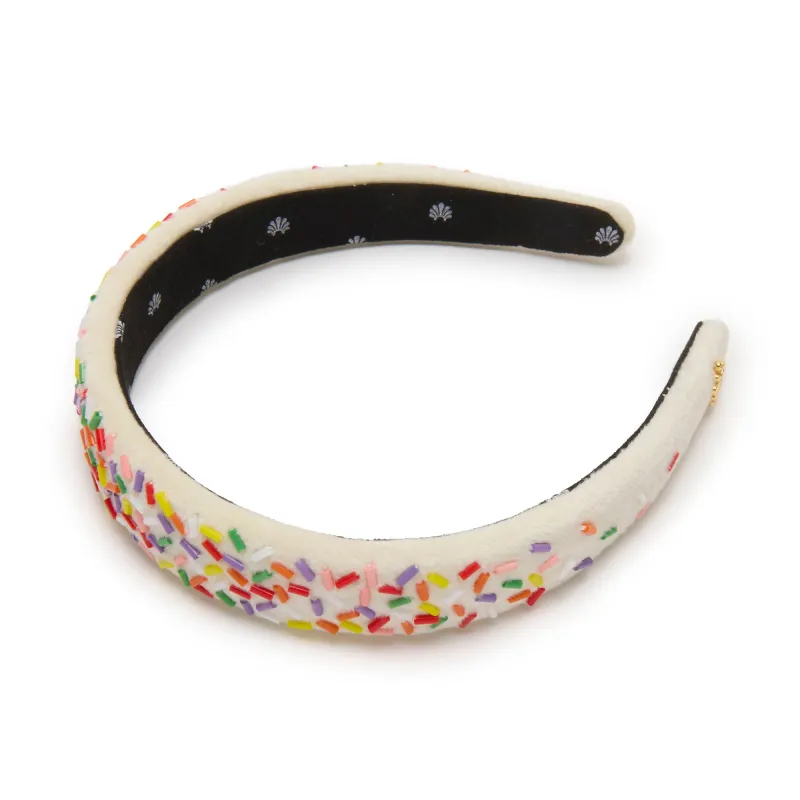 BUTTERCREAM CHARLOTTE BEADED BIRTHDAY CAKE HEADBAND sold by Lele Sadoughi