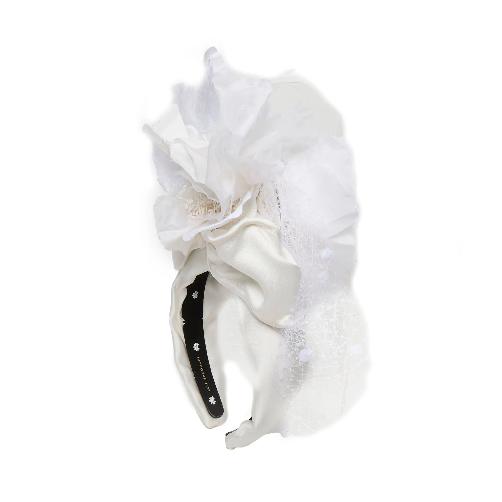 WINTER WHITE BLUSHER FLORAL HEADBAND sold by Lele Sadoughi