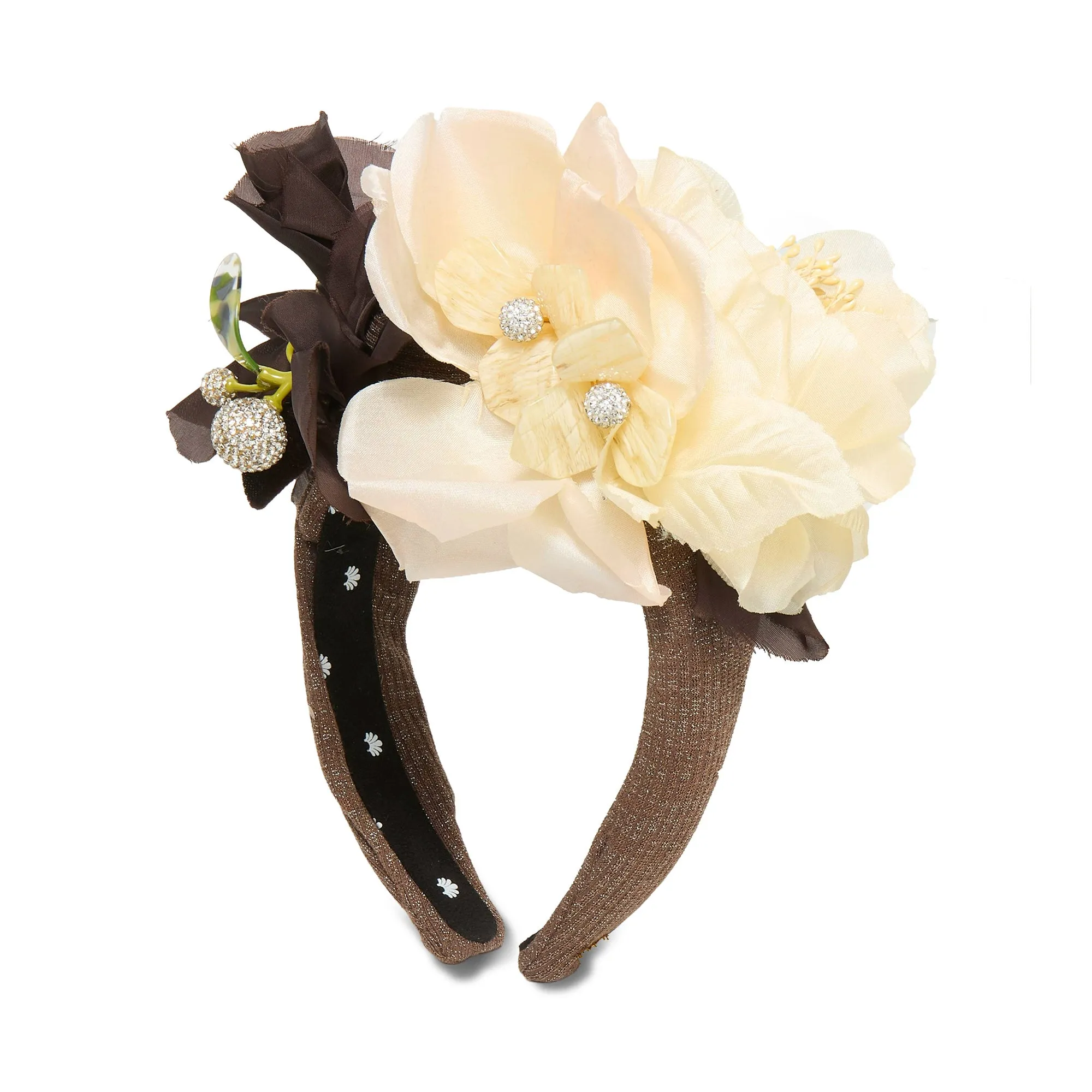 HAZELNUT FLORAL PAVE ROSETTE HEADBAND sold by Lele Sadoughi product image thumbnail 2