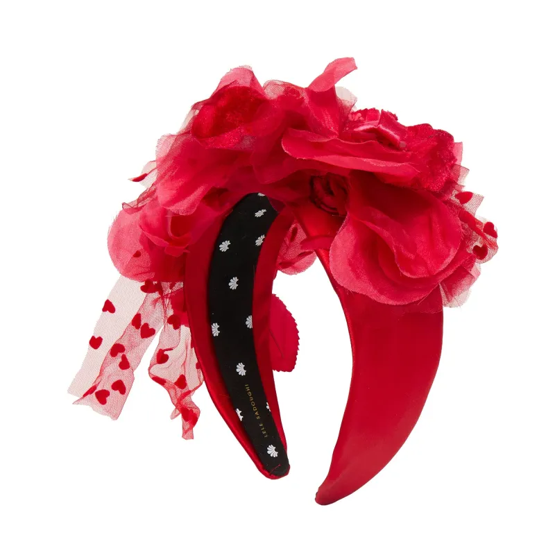 CRIMSON SWEETHEART FLORAL BRIGITTE HEADBAND sold by Lele Sadoughi