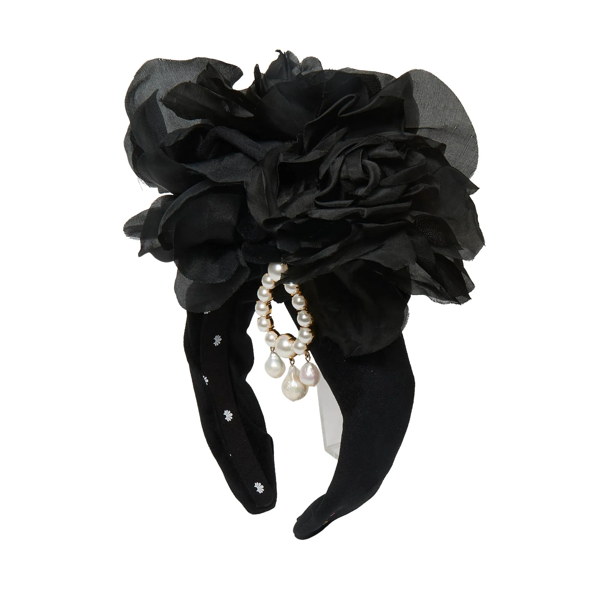 PEARL JET VELVET FLORAL CRAWFORD HEADBAND sold by Lele Sadoughi