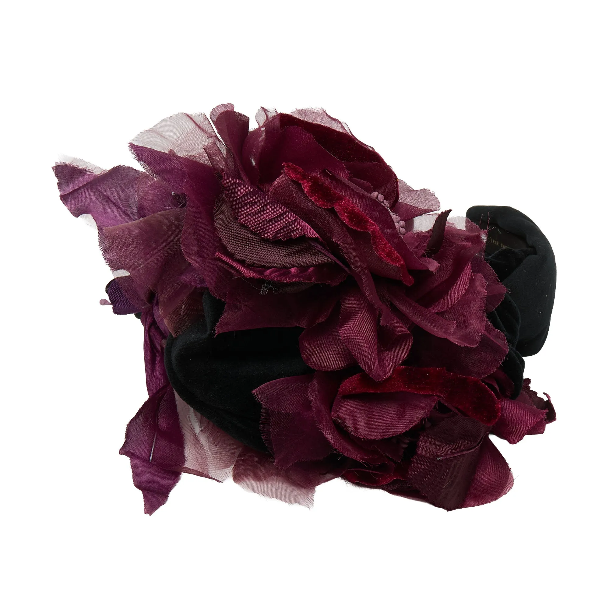 MERLOT VELVET FLORAL CRAWFORD HEADBAND sold by Lele Sadoughi product image thumbnail 3
