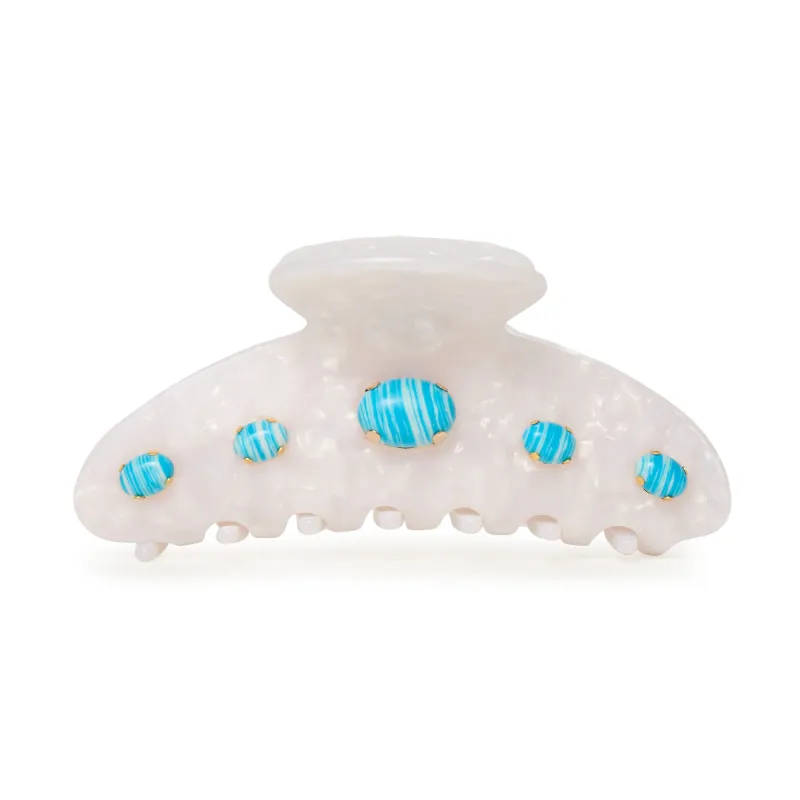 TURQUOISE PEARL LARGE CABOCHON CLAW CLIP made by Lele Sadoughi