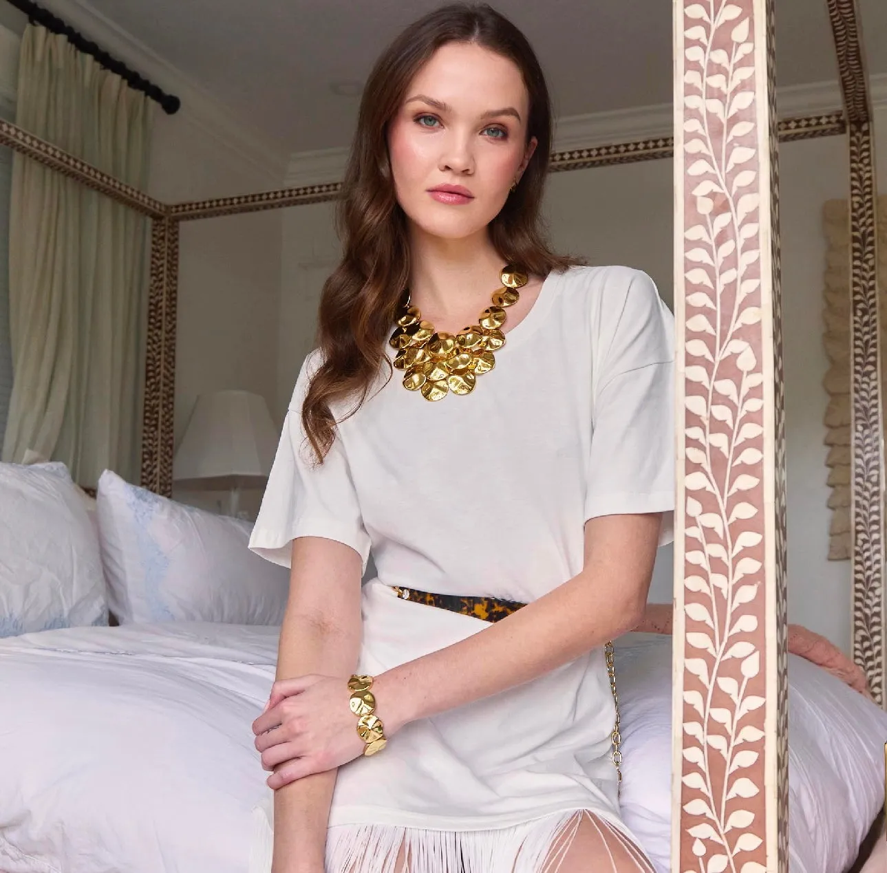 GOLD SOCIALITE BIB NECKLACE sold by Lele Sadoughi product image thumbnail 3