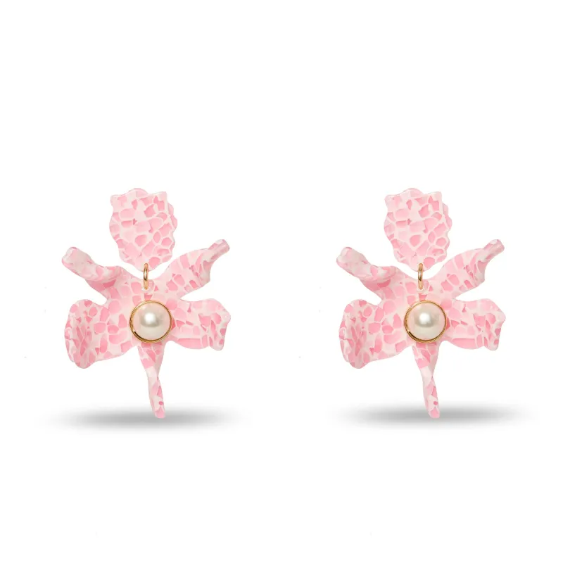 TERRAZZO BLUSH SMALL PEARL LILY EARRINGS sold by Lele Sadoughi