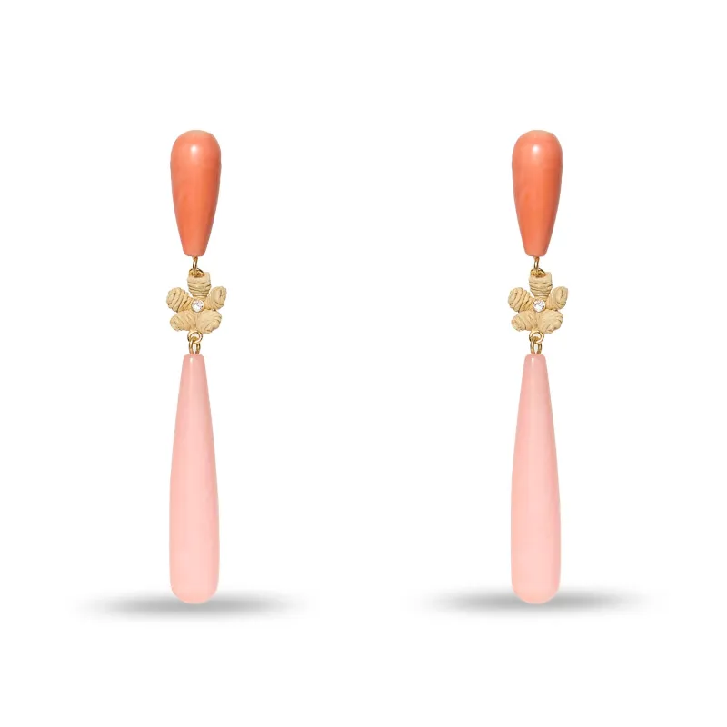 CORAL FLAMINGO LINEAR  EARRINGS made by Lele Sadoughi