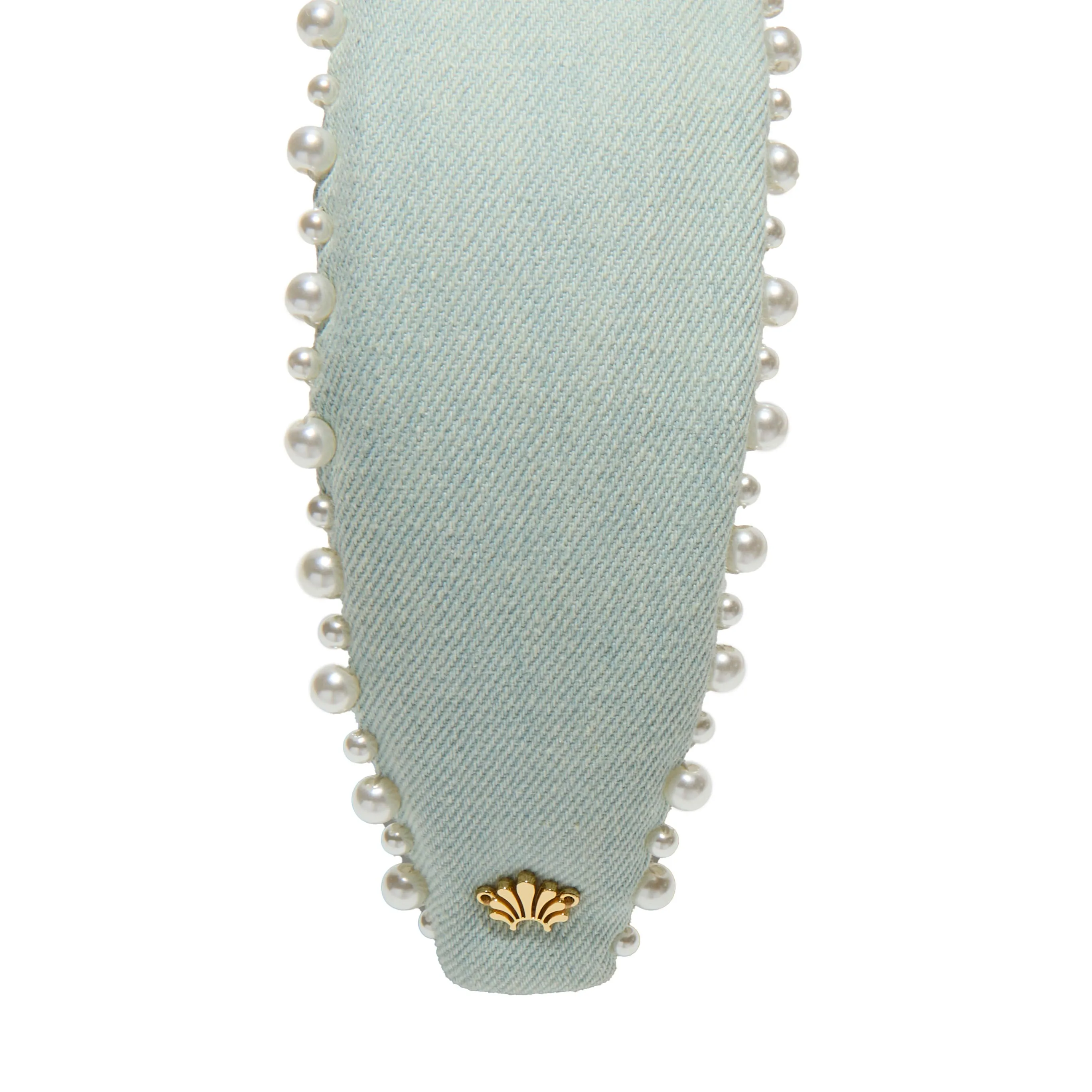 LIGHT DENIM KNOTTED PEARL EDGE HEADBAND sold by Lele Sadoughi product image thumbnail 4