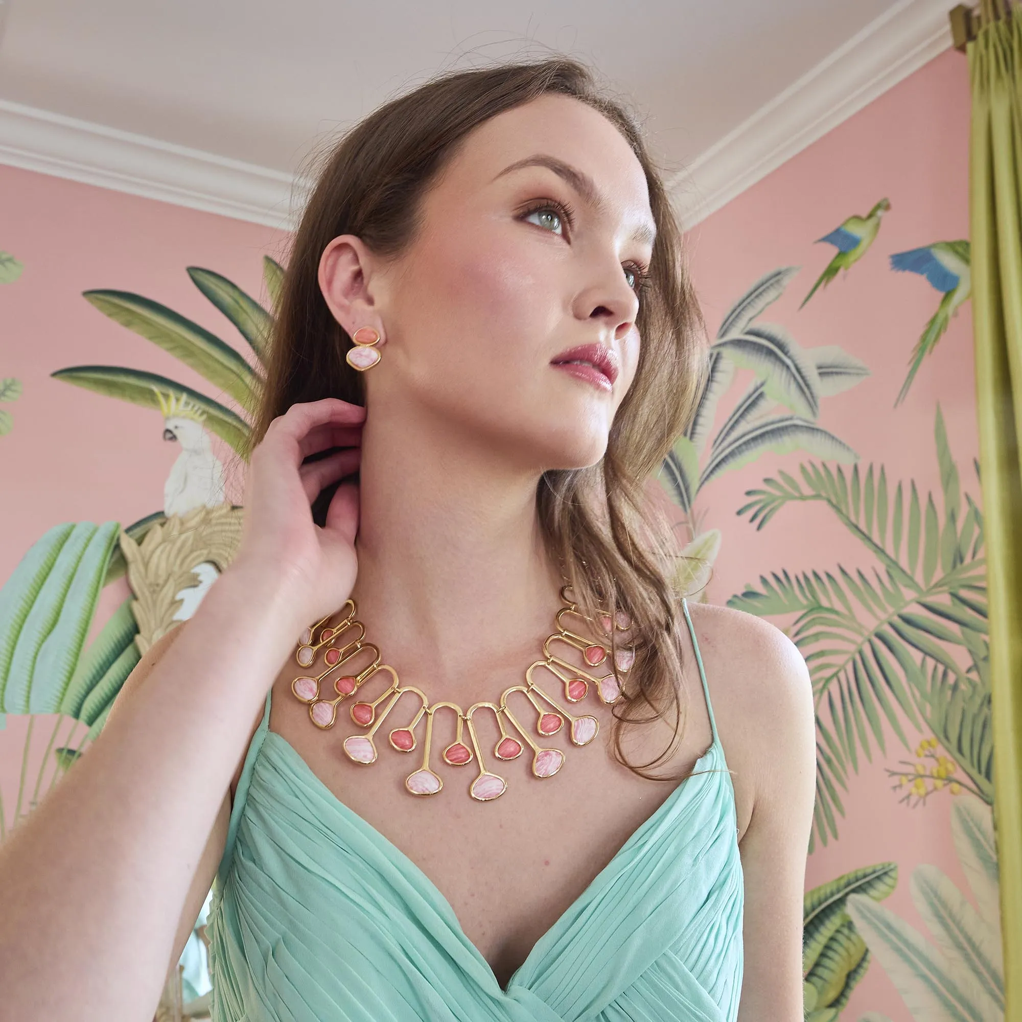 CORAL FLAMINGO DUO DROP EARRINGS sold by Lele Sadoughi product image thumbnail 2