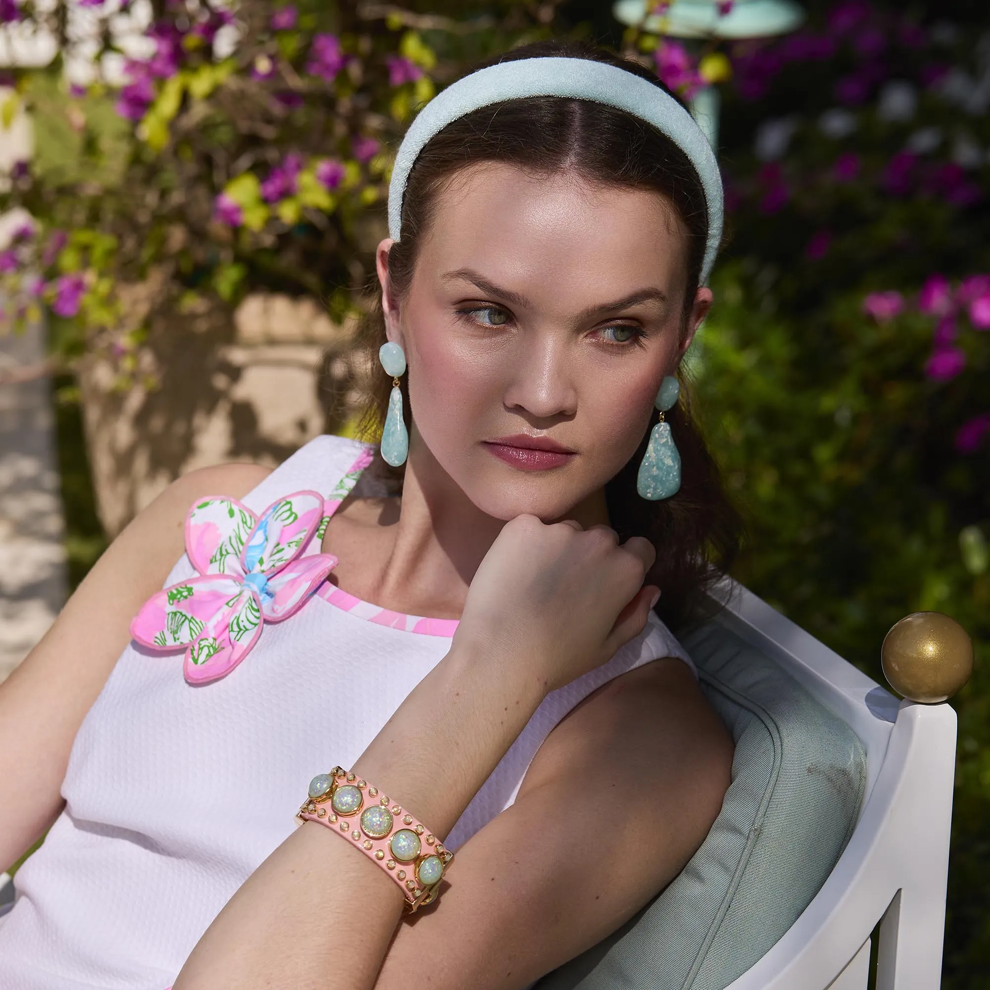 BLUSH OPAL DECO HINGED CUFF sold by Lele Sadoughi product image thumbnail 2