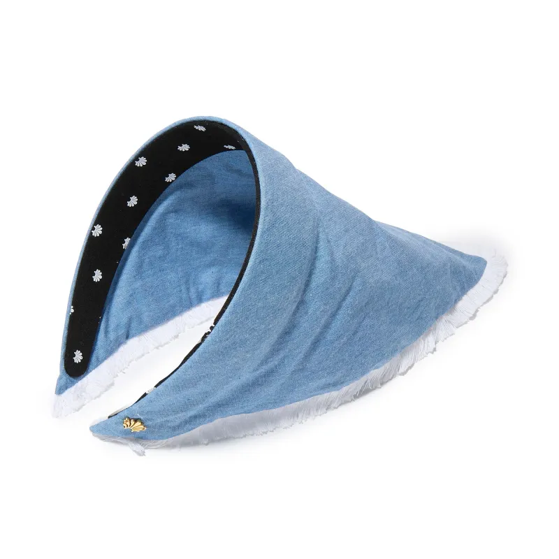 LIGHT DENIM JACKIE CHAMBRAY HANDKERCHIEF HEADBAND made by Lele Sadoughi
