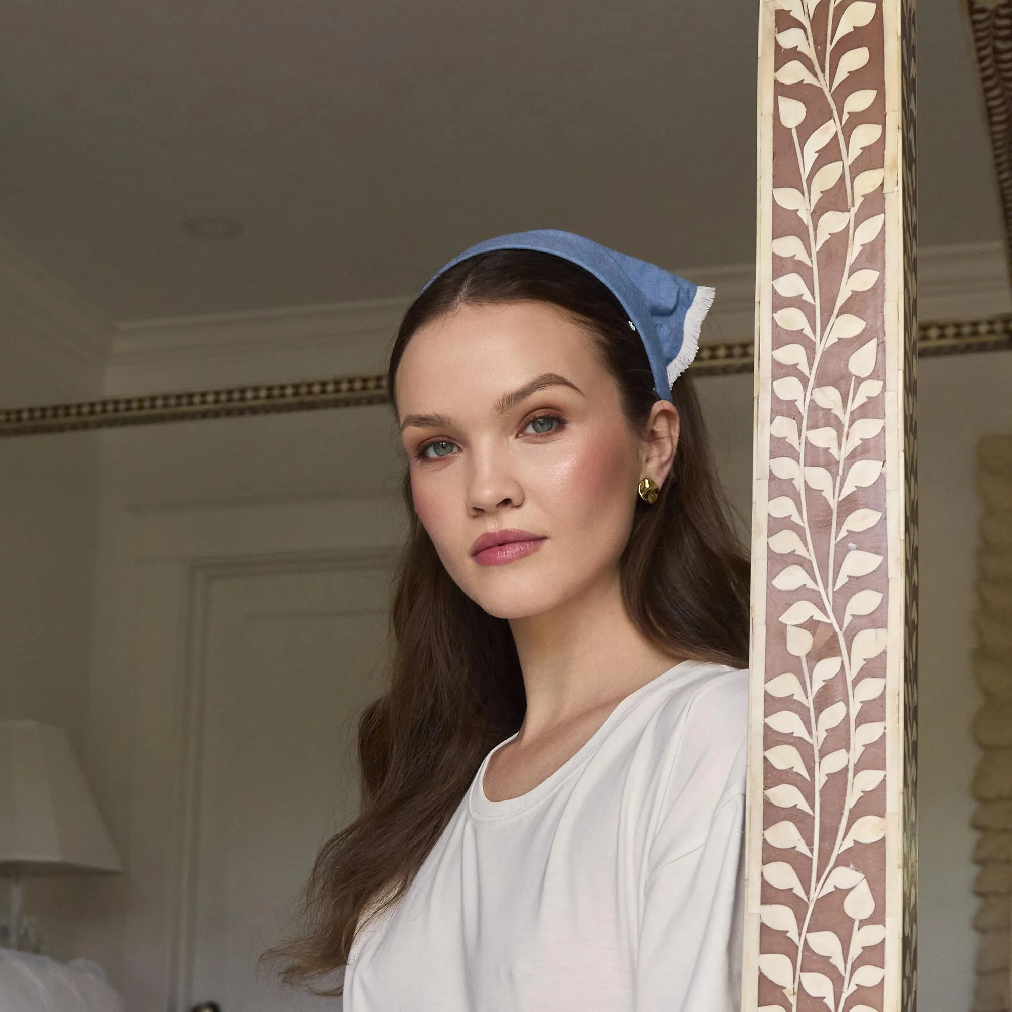 LIGHT DENIM JACKIE CHAMBRAY HANDKERCHIEF HEADBAND sold by Lele Sadoughi product image thumbnail 2