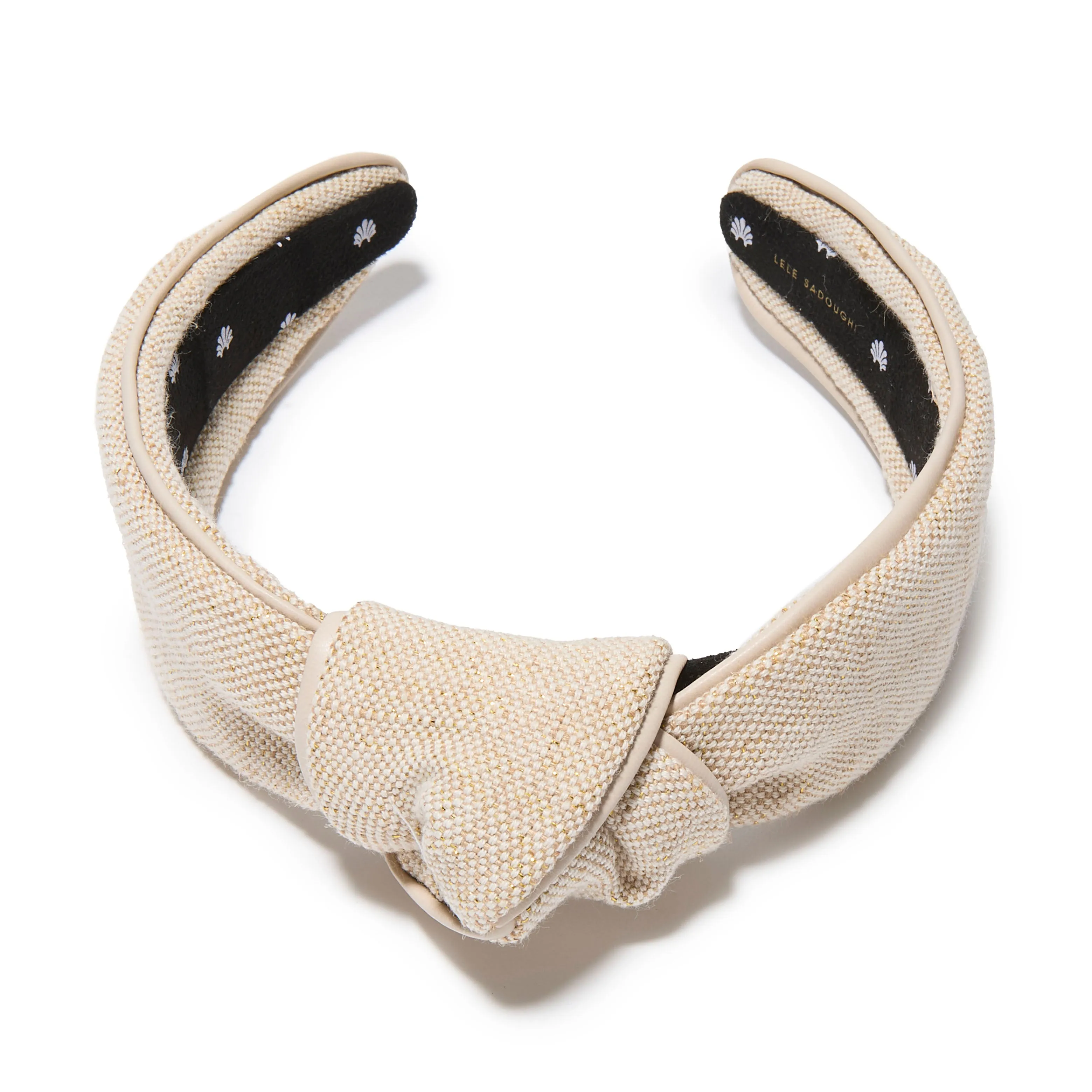KHAKI KNOTTED FAUX LEATHER TRIM HEADBAND sold by Lele Sadoughi product image thumbnail 3