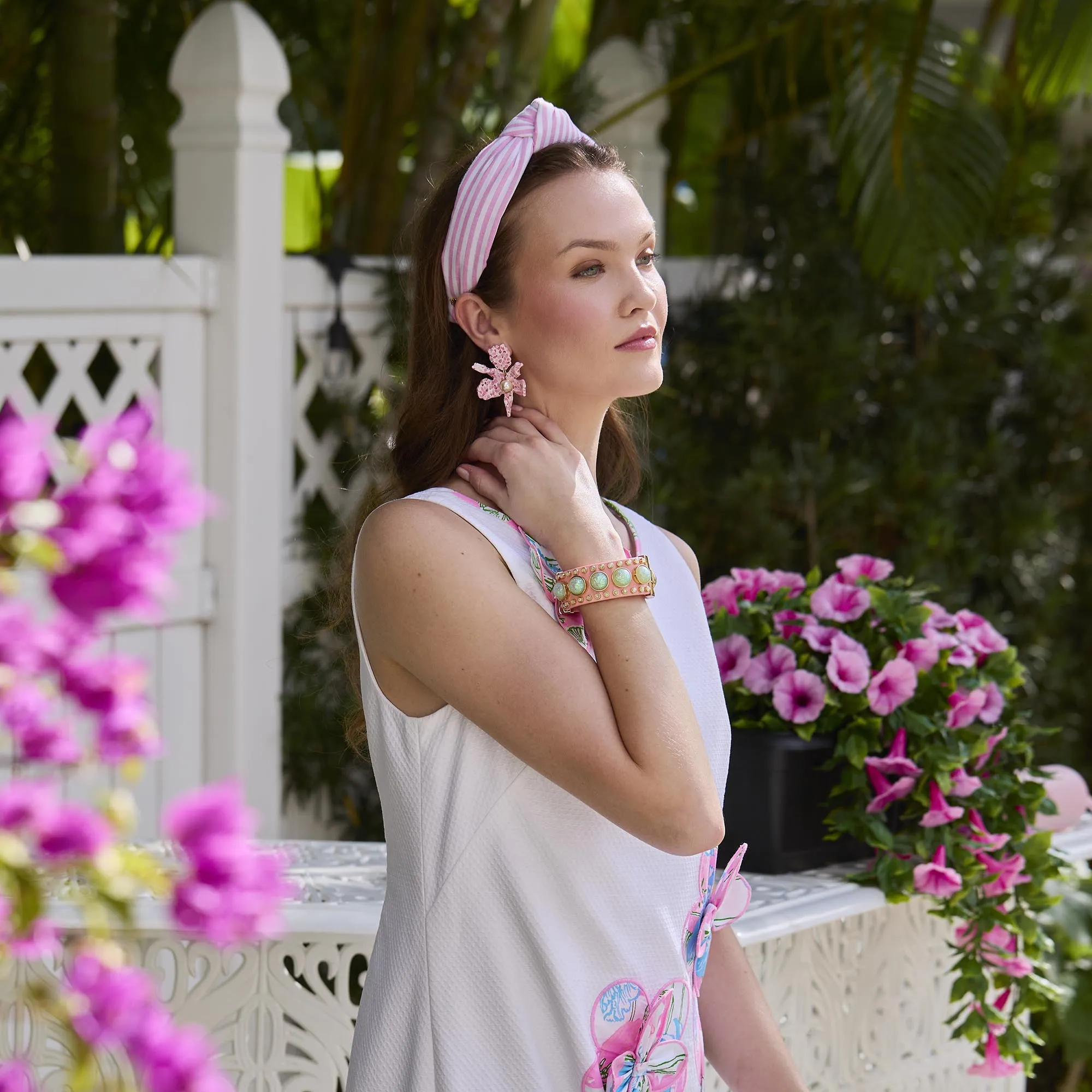 BUBBLEGUM KNOTTED CABANA STRIPE HEADBAND sold by Lele Sadoughi product image thumbnail 4