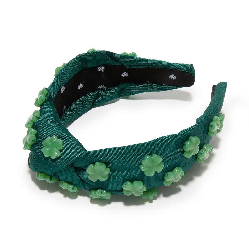 SHAMROCK GREEN KNOTTED LUCKY CLOVER HEADBAND sold by Lele Sadoughi