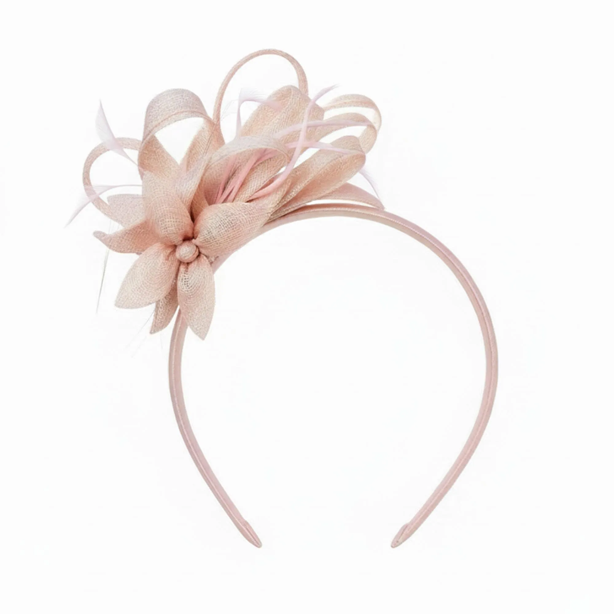 BLUSH PINWHEEL HOLLY SINAMAY HEADBAND sold by Lele Sadoughi