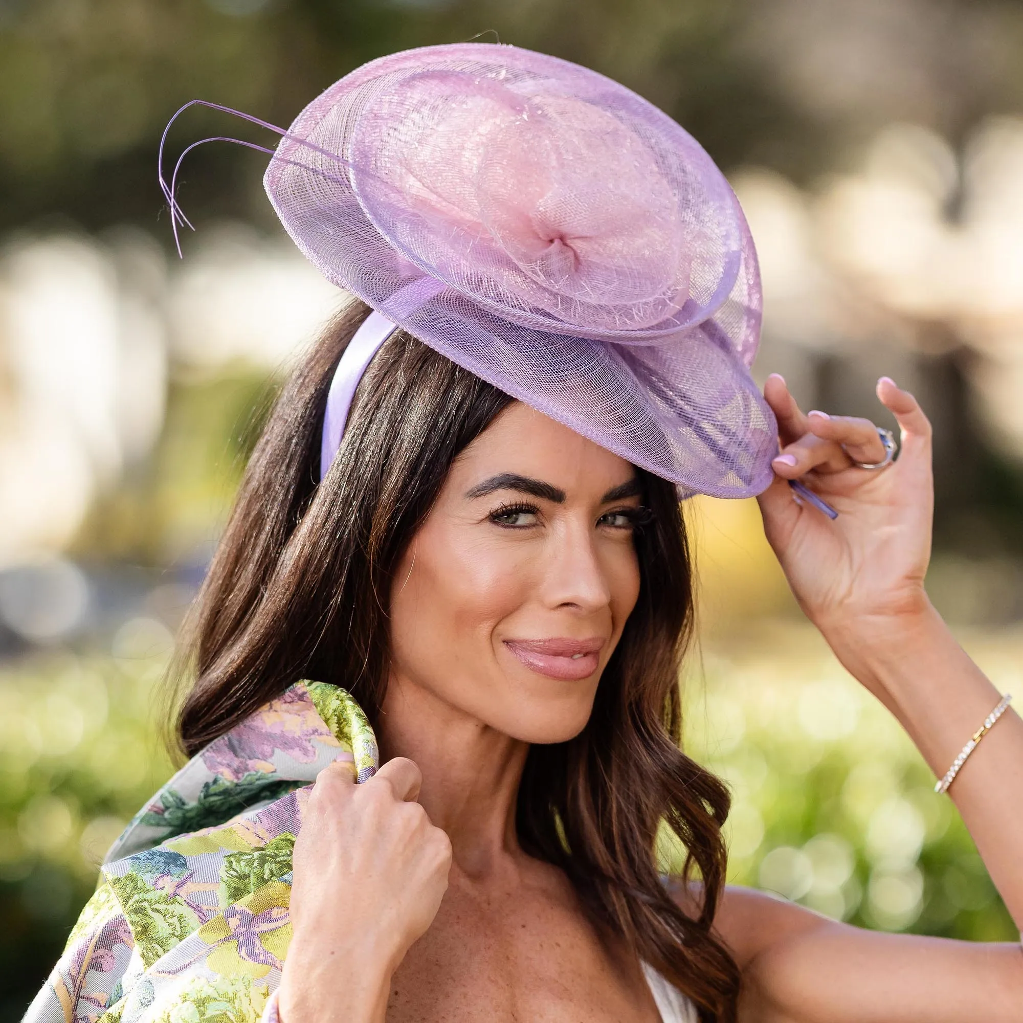 LILAC NECTAR ROSETTE FASCINATOR sold by Lele Sadoughi product image thumbnail 2