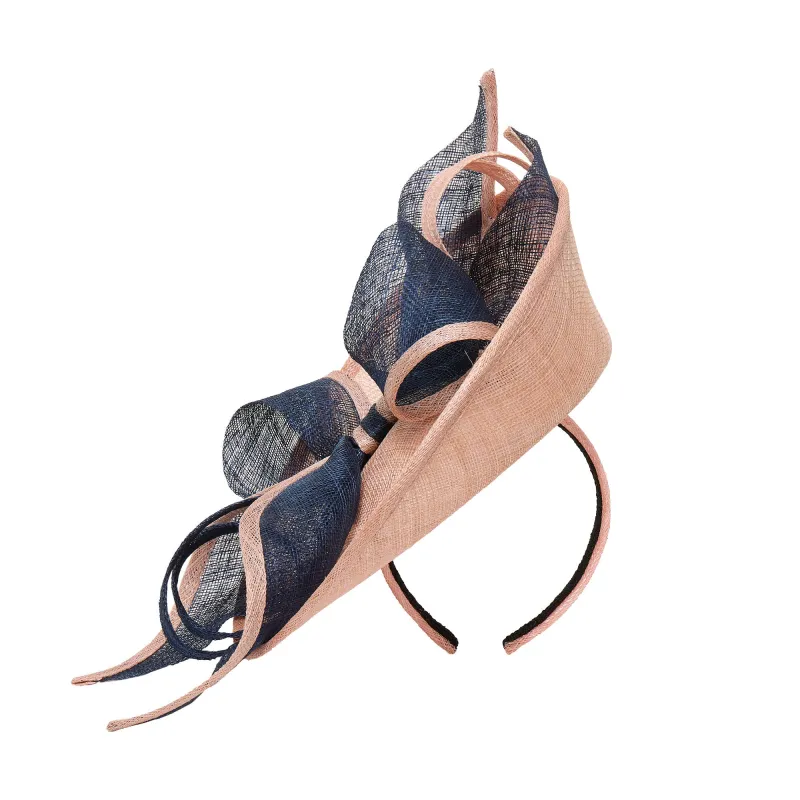 LIGHT PINK AND NAVY SELMA FASCINATOR sold by Lele Sadoughi