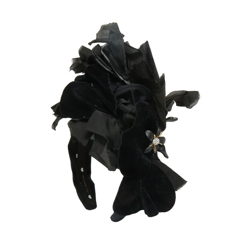 JET VELVET FLORAL CRAWFORD HEADBAND sold by Lele Sadoughi