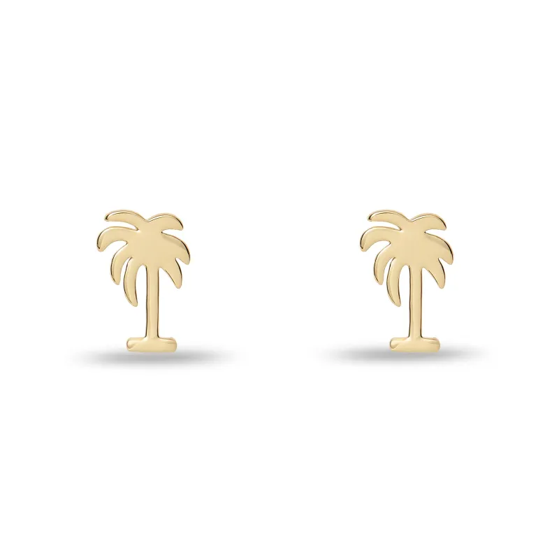 GOLD PALM TREE STUD EARRINGS made by Lele Sadoughi