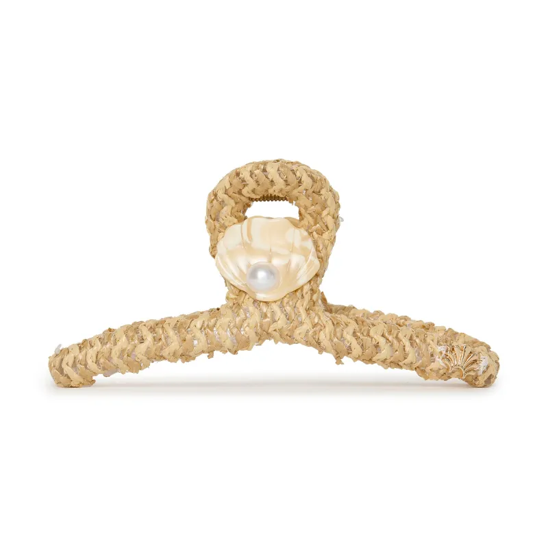 NATURAL RAFFIA SHELL CLAW CLIP sold by Lele Sadoughi