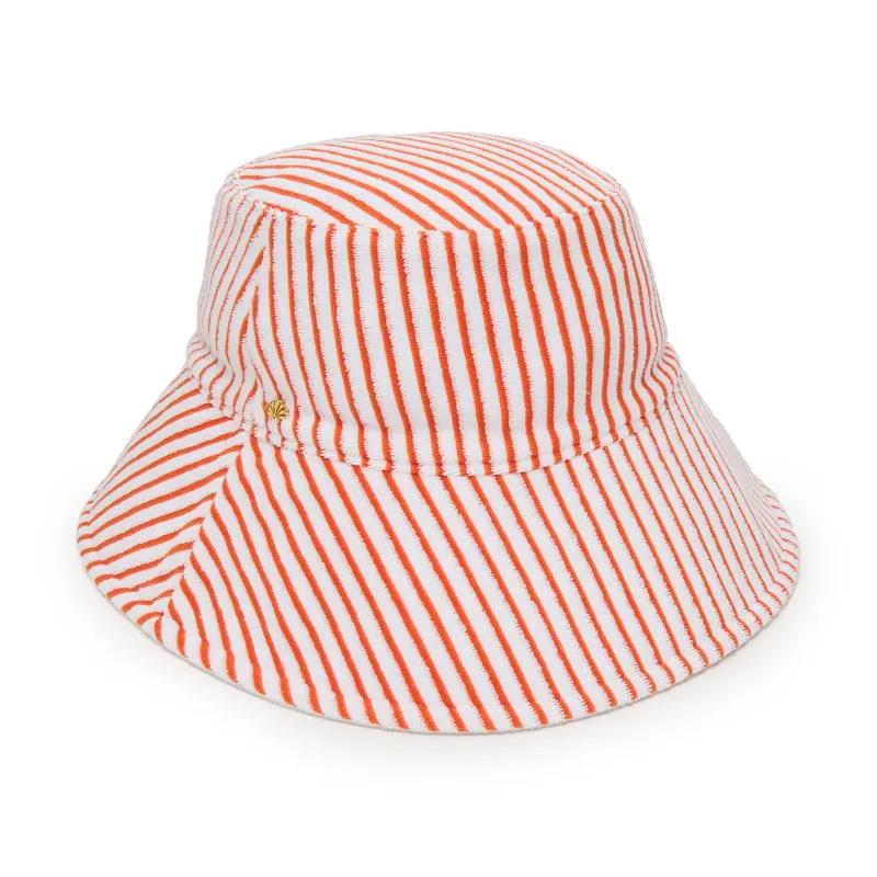 CREAMSICLE REVERSIBLE TERRY LONG BRIM BUCKET HAT made by Lele Sadoughi