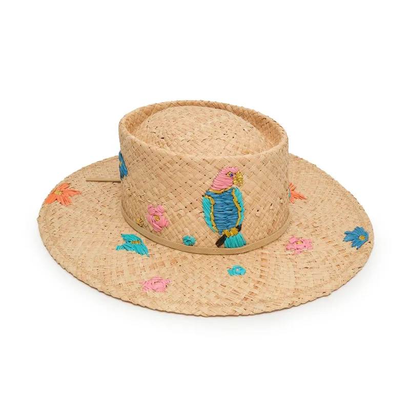 *PRE-ORDER* BLOOMING EILEEN PARROT STRAW HAT sold by Lele Sadoughi