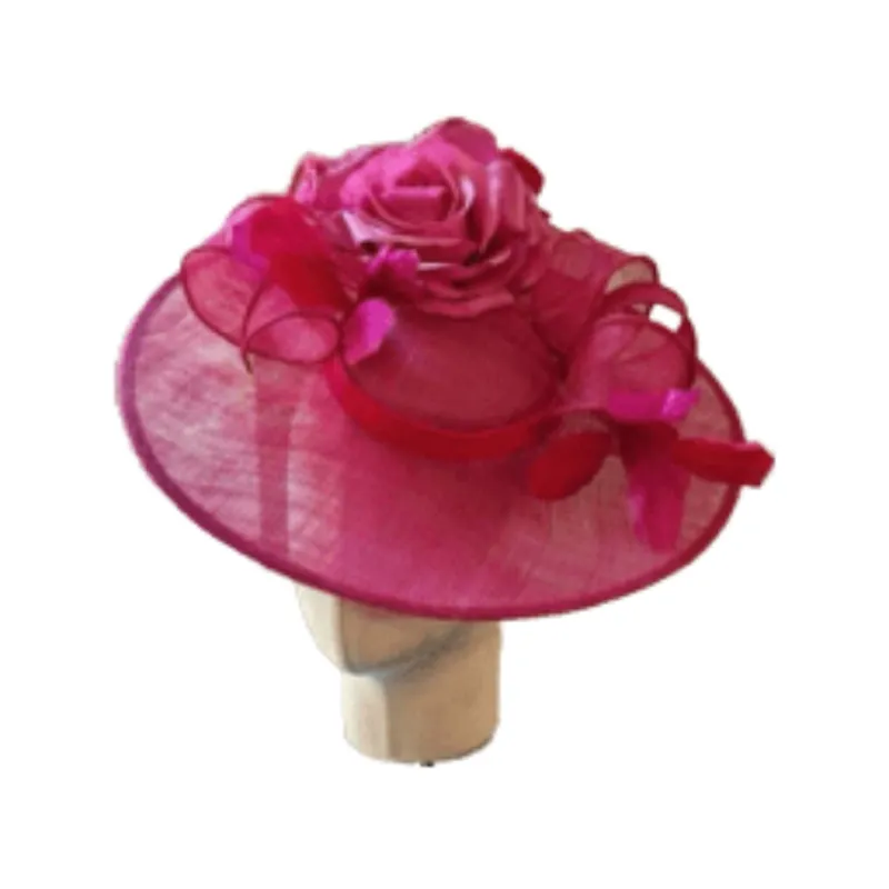 FUCHSIA ROSE RIBBON FASCINATOR made by Lele Sadoughi