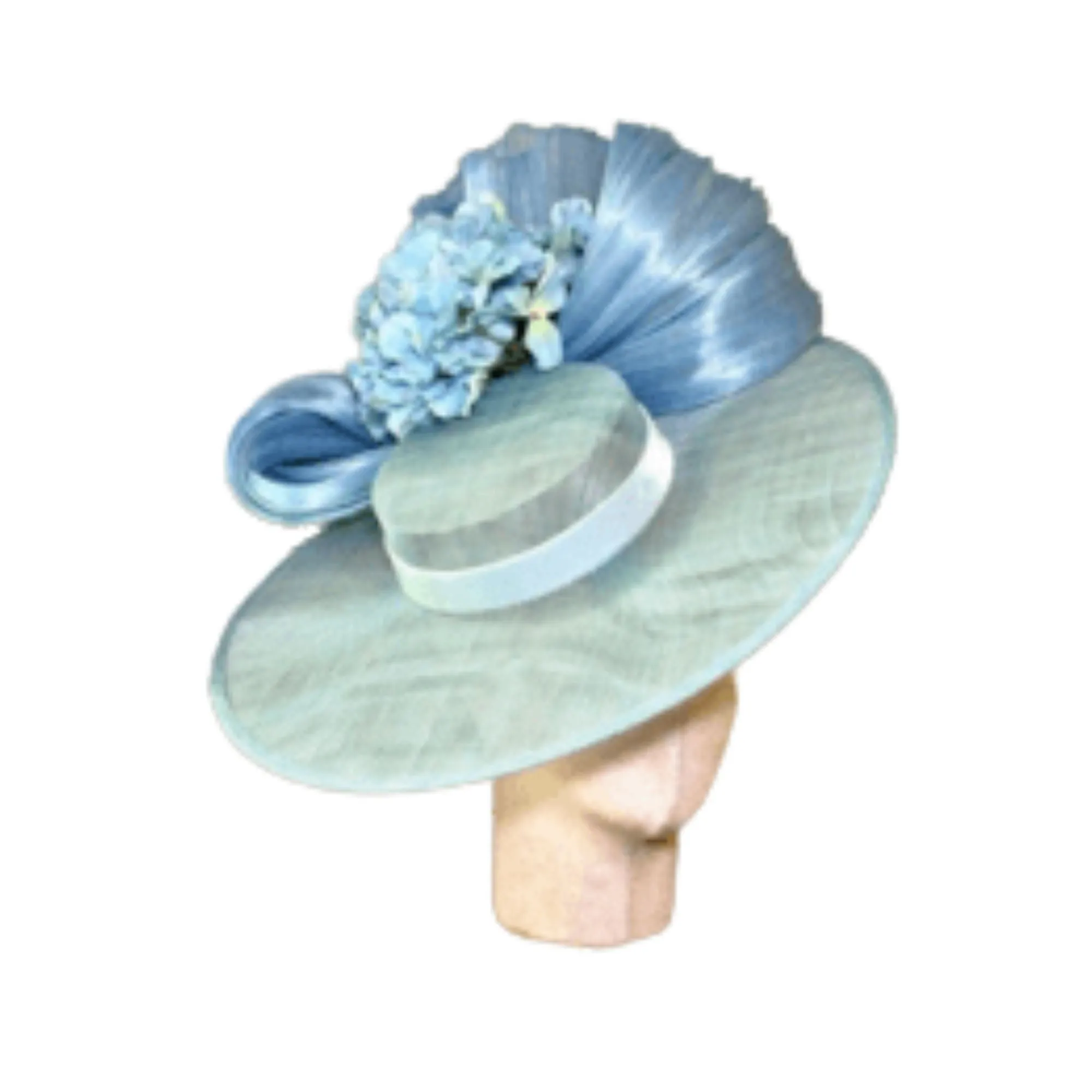 LAKE BLUE HYDRANGEA FASCINATOR sold by Lele Sadoughi