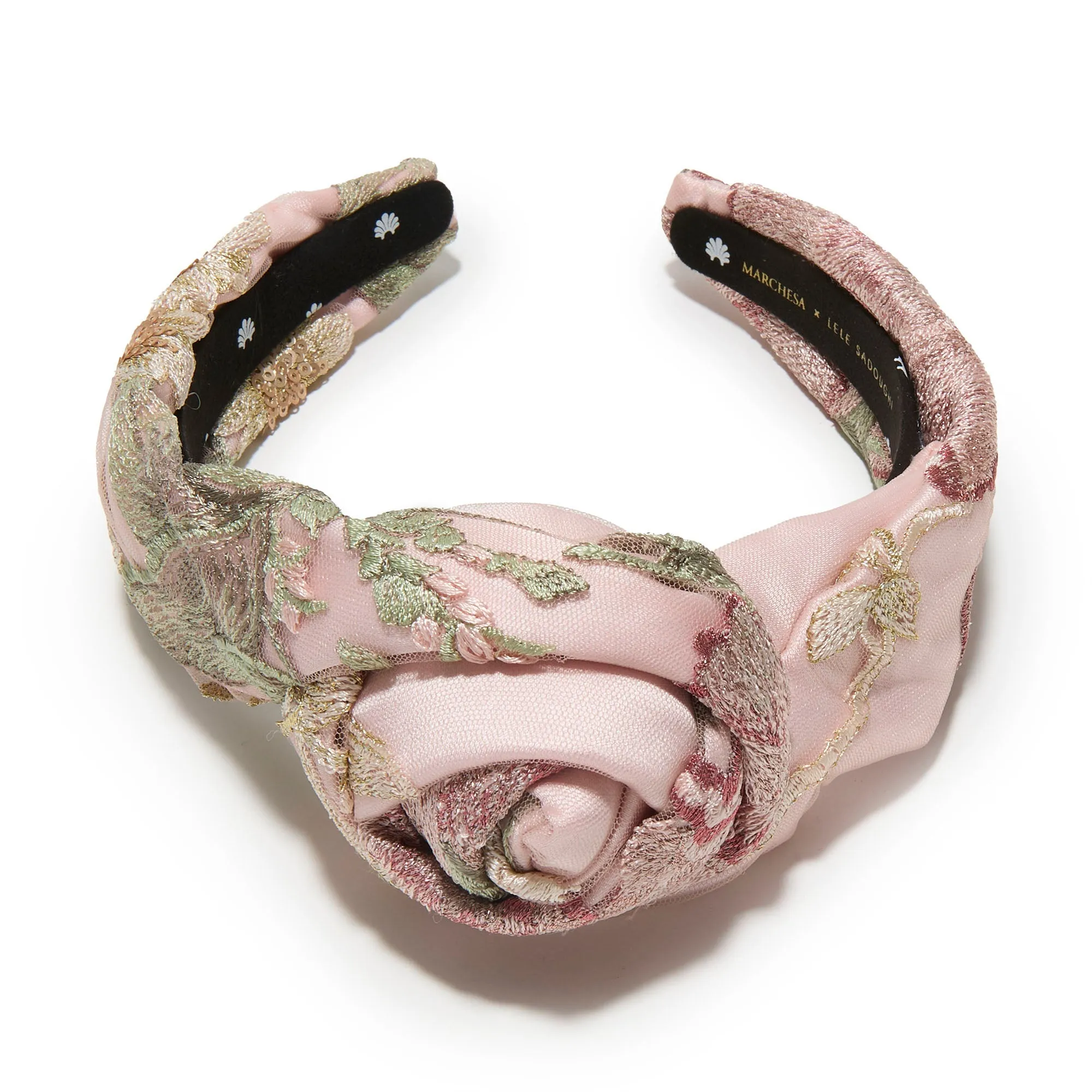 BLUSH MARCHESA COUTURE X LELE SADOUGHI ROSETTE FLORAL SATIN HEADBAND sold by Lele Sadoughi product image thumbnail 3