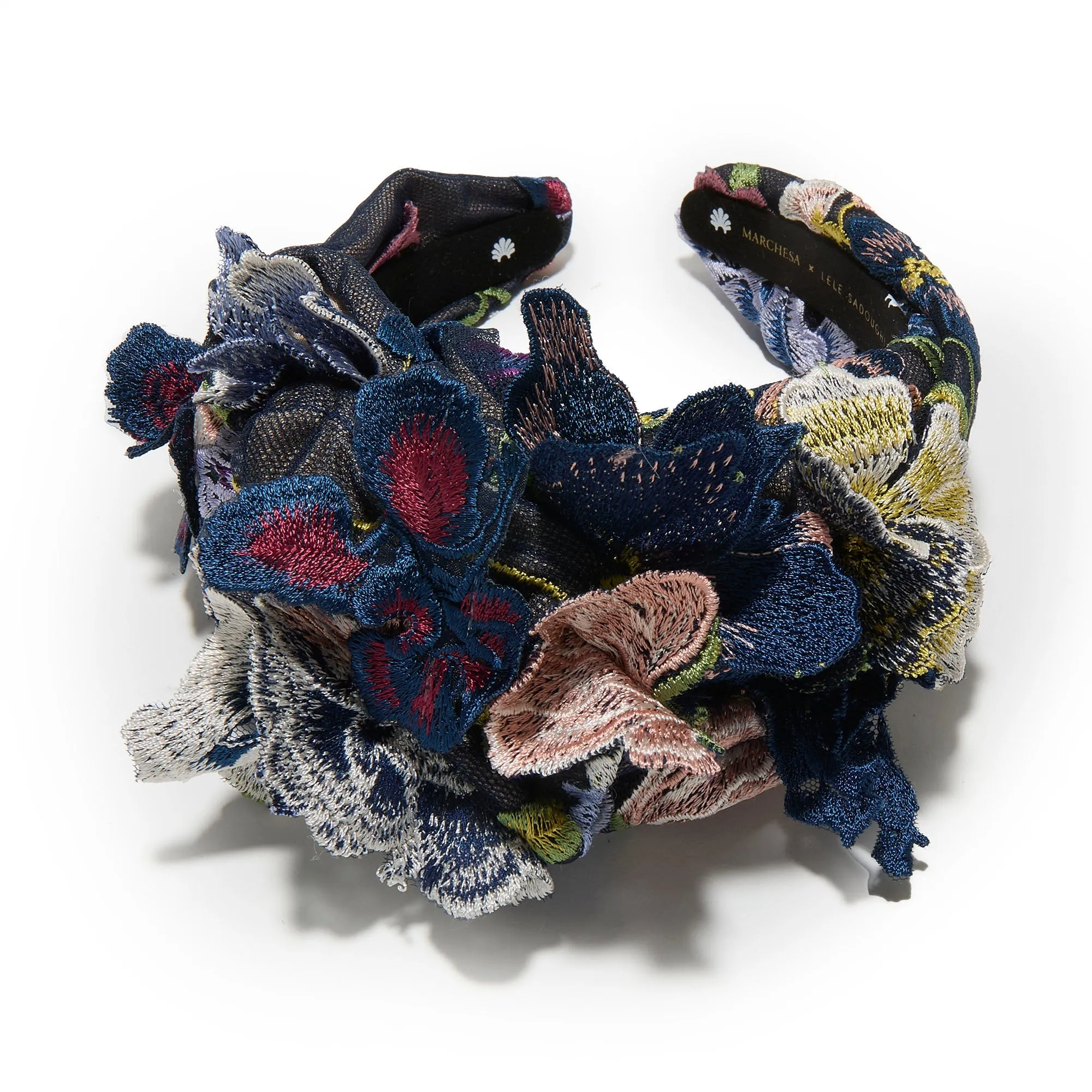 NAVY MARCHESA COUTURE X LELE SADOUGHI CRAWFORD FLORAL APPLIQUE HEADBAND sold by Lele Sadoughi product image thumbnail 3