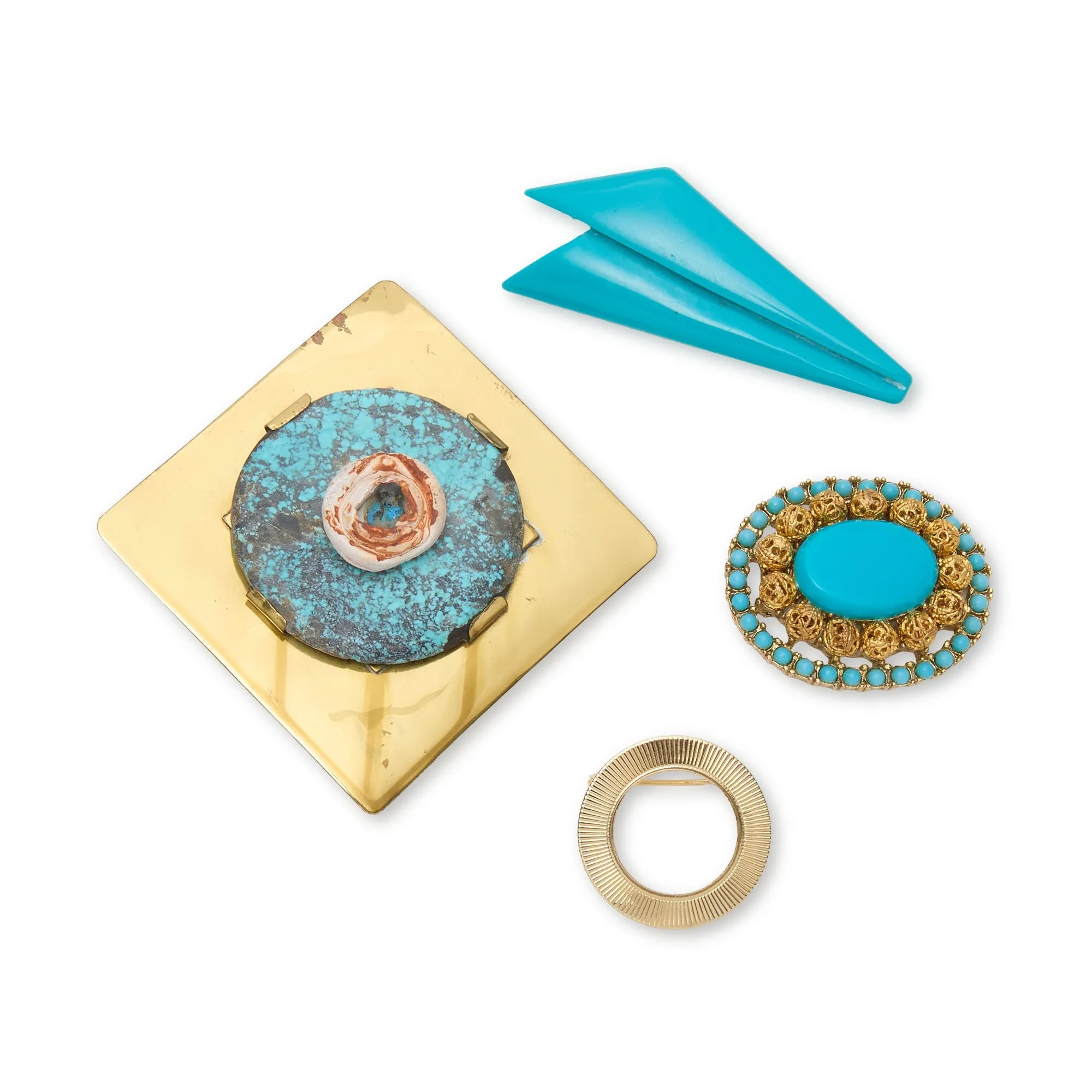 GOLD ROUND TOP BROOCH SET sold by Lele Sadoughi
