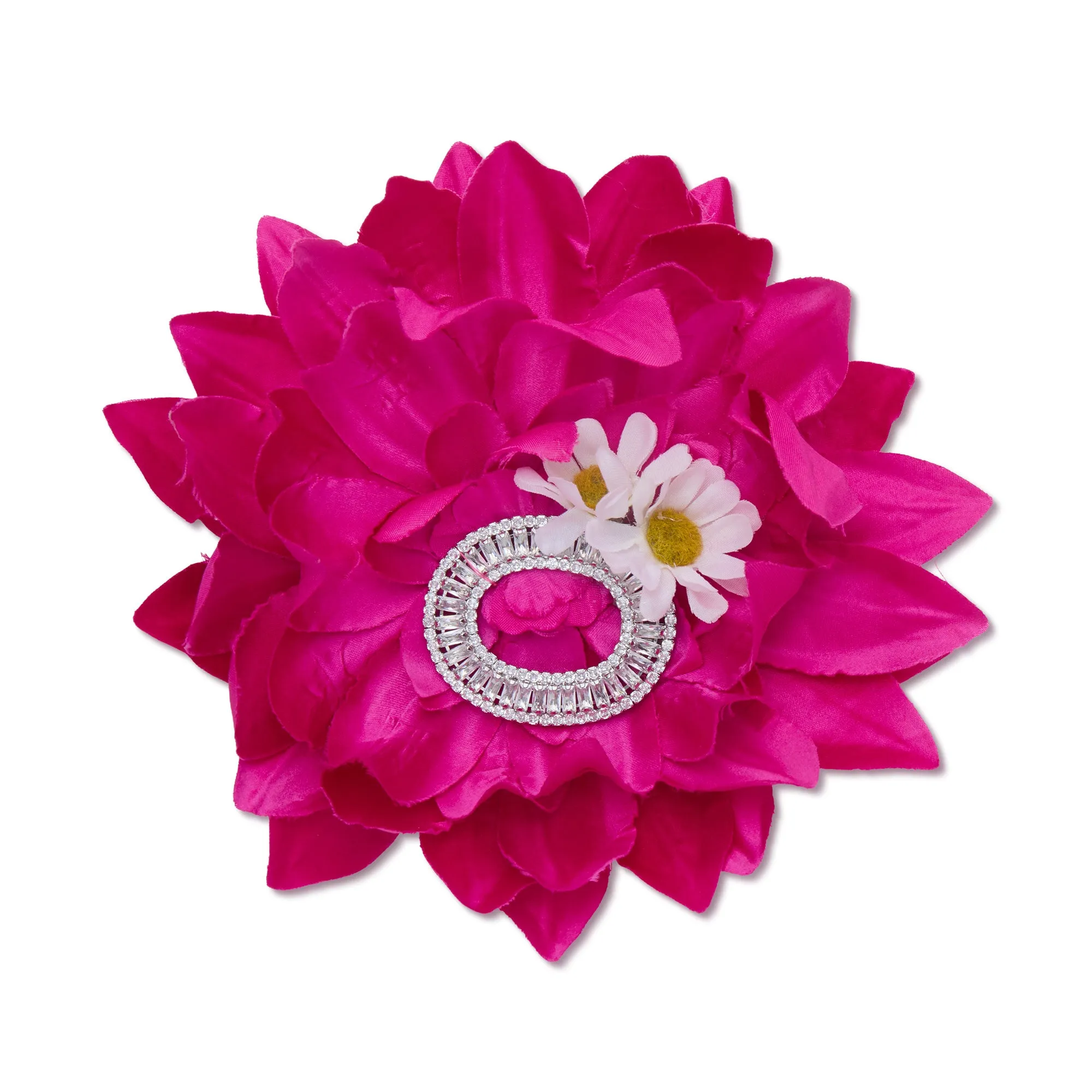 HOT PINK DAISY RHINESTONE BROOCH sold by Lele Sadoughi