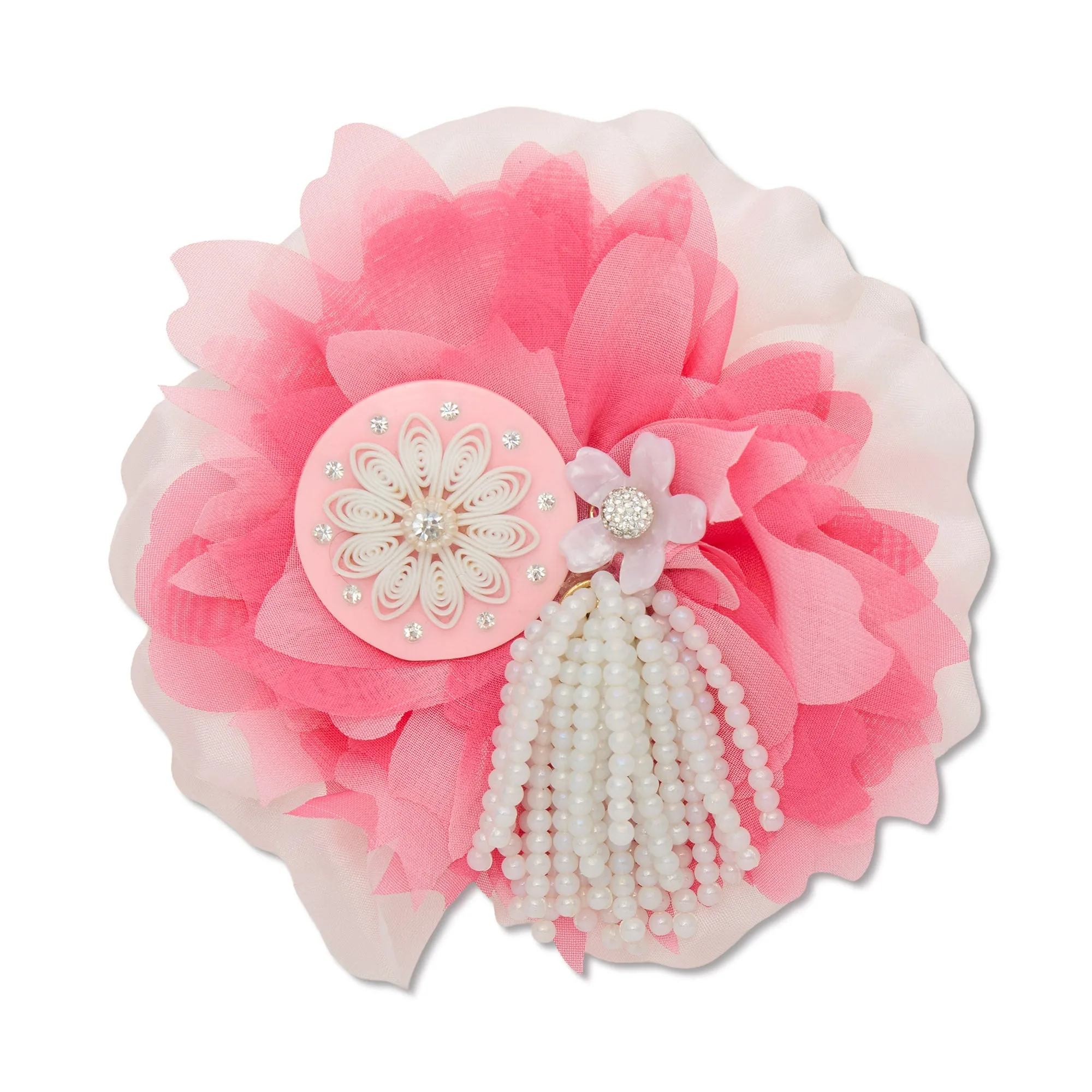 HOT PINK PEARL CLUSTER FLOWER BROOCH sold by Lele Sadoughi