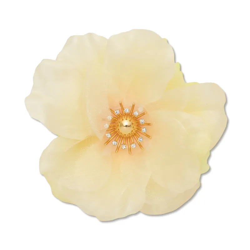 PALE YELLOW RHINESTONE FLOWER BROOCH made by Lele Sadoughi