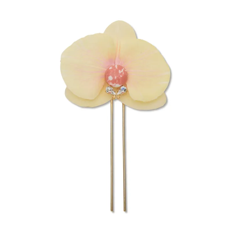 PALE YELLOW ORCHID FRENCH PIN made by Lele Sadoughi