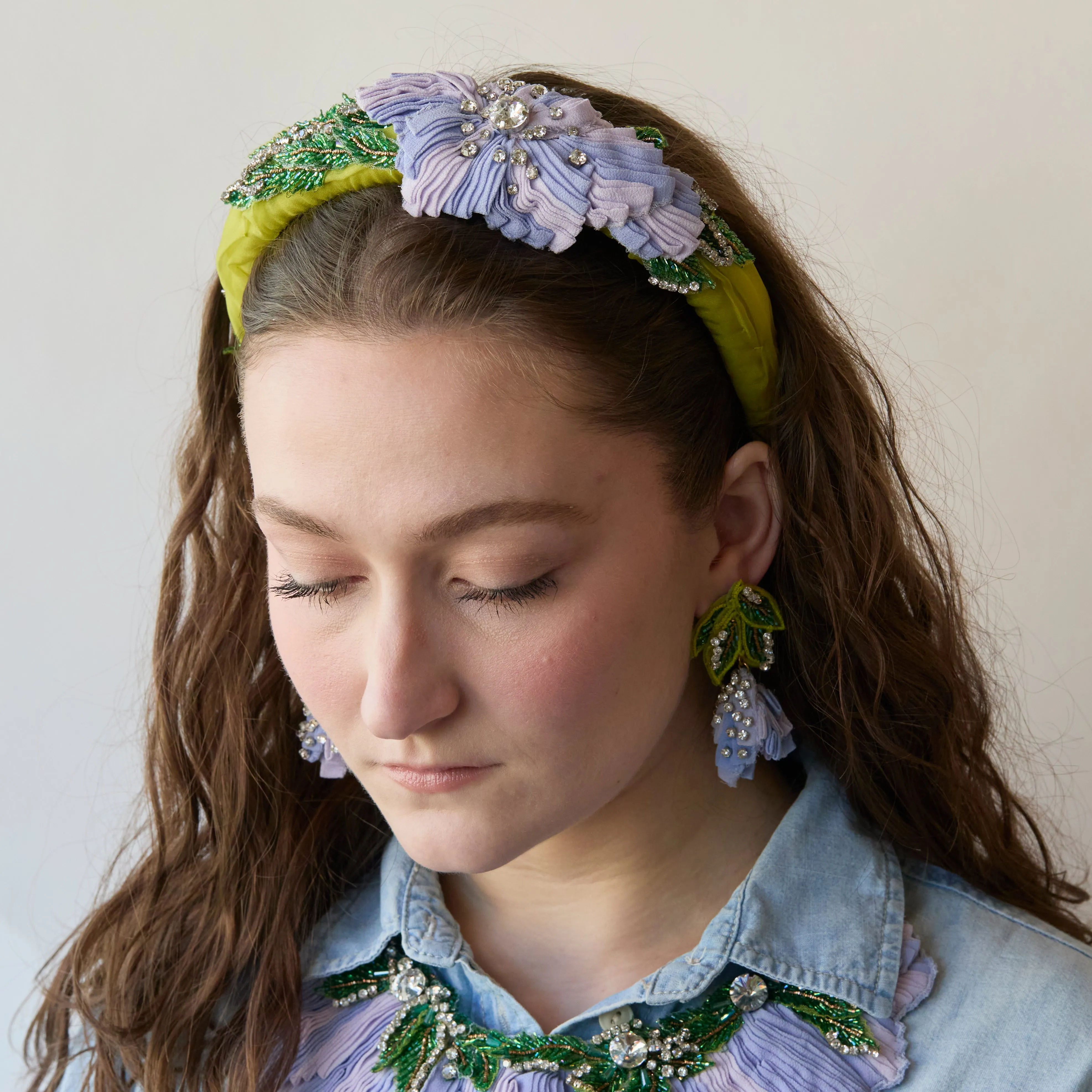 LEAF GREEN ALICE GLADIOLUS HEADBAND sold by Lele Sadoughi product image thumbnail 4