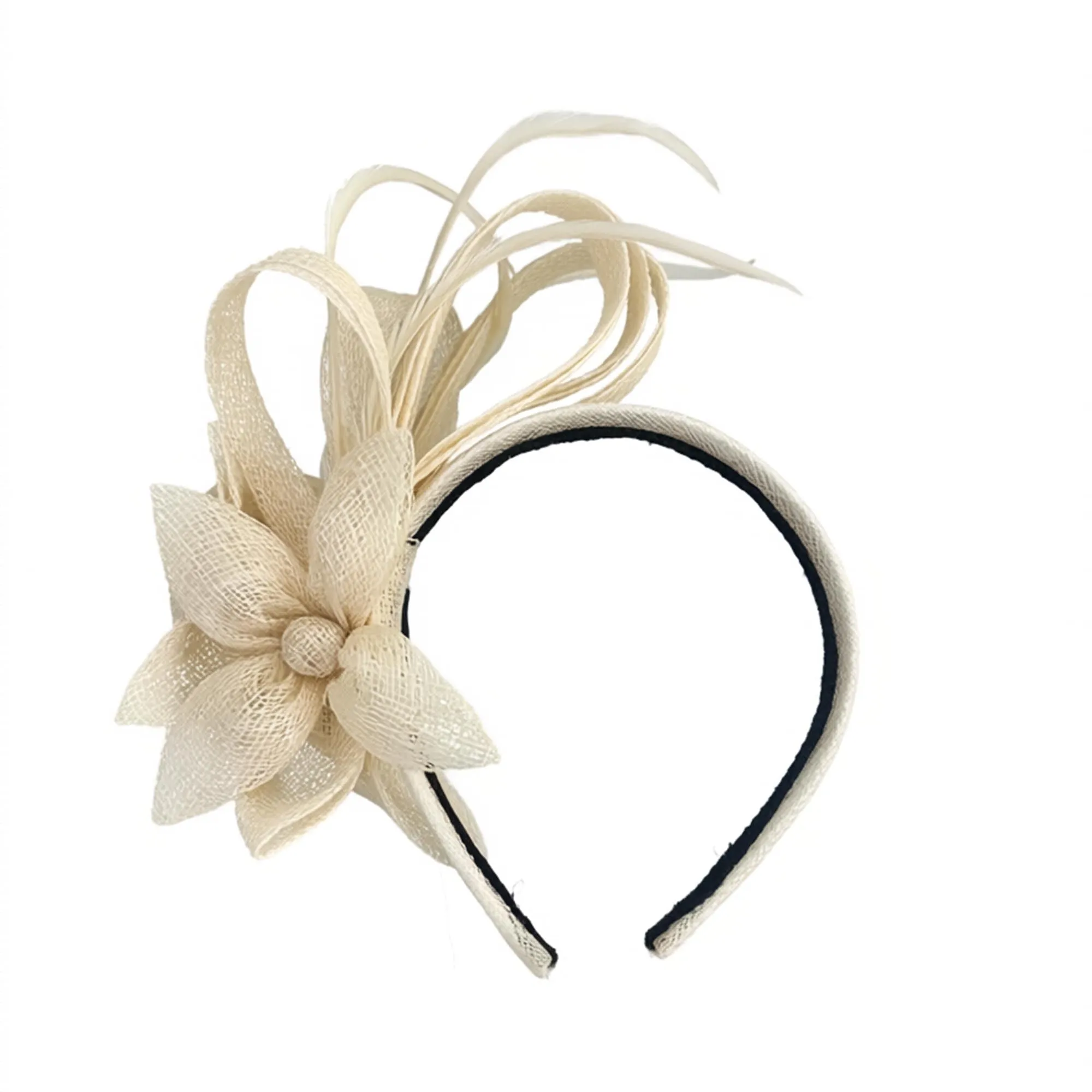 IVORY PINWHEEL HOLLY SINAMAY HEADBAND sold by Lele Sadoughi