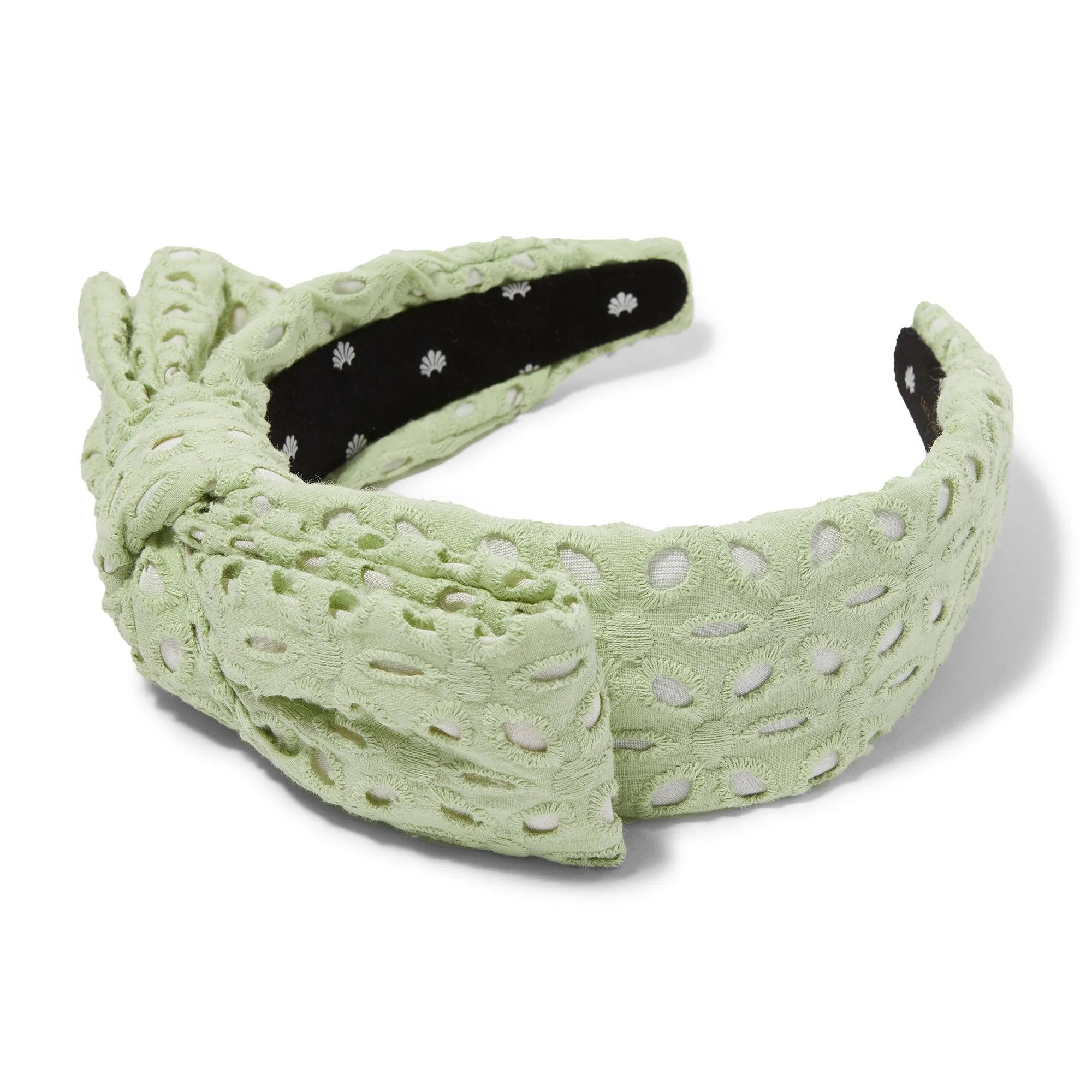 SAGE EYELET HOLLY BOW HEADBAND sold by Lele Sadoughi